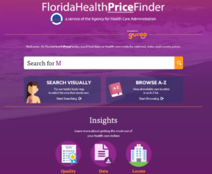 Florida Health Price Finder website