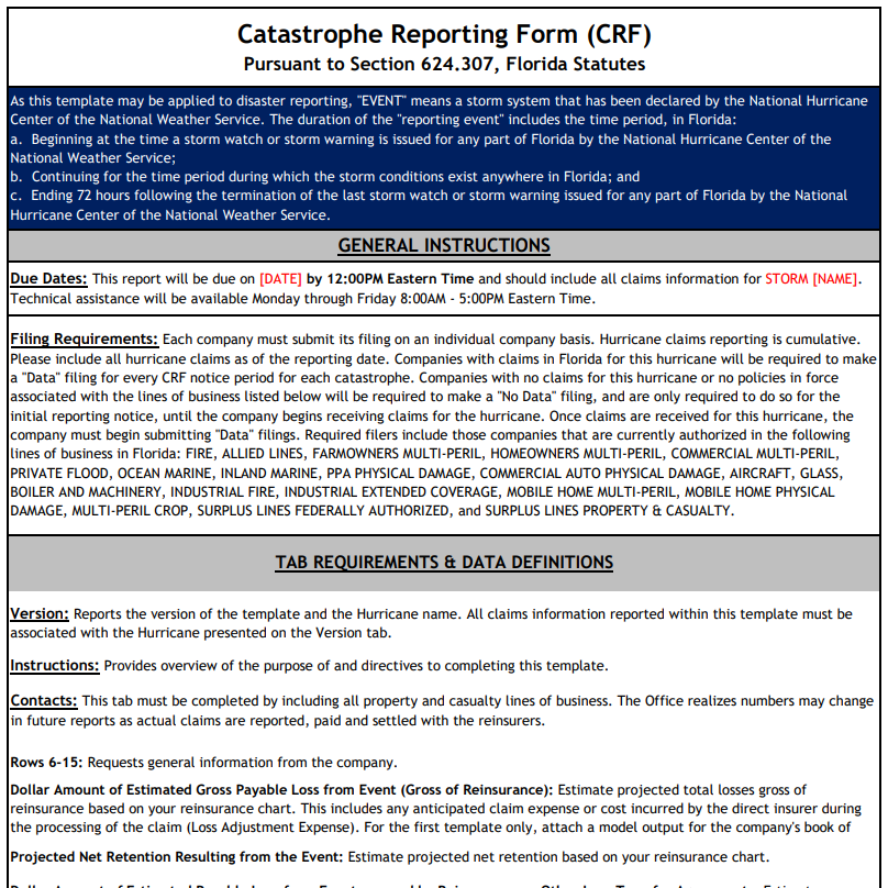 oir-catastrophe-reporting-form-regulation-lisa-miller-associates